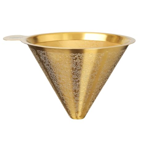 Golden Dripper Reusable Stainless Steel Coffee Filter Paperless Cone Filter for Drip Coffee Makers Eco