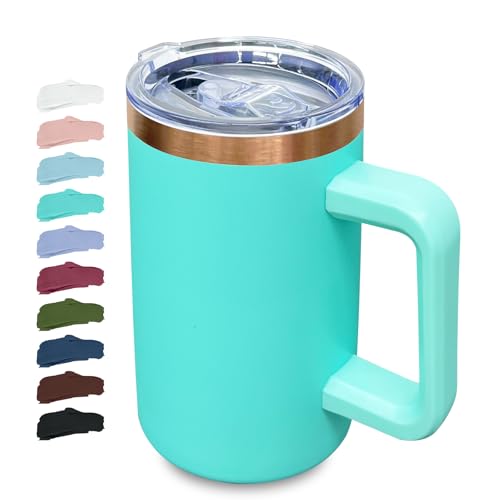22oz Insulated Coffee Mug Bulk with Handle and Lid Mint Green