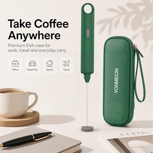 Rechargeable Milk Frother Handheld 3 Speed Coffee Foamer [3 Whisk] Electric Drink Mixer for Latte