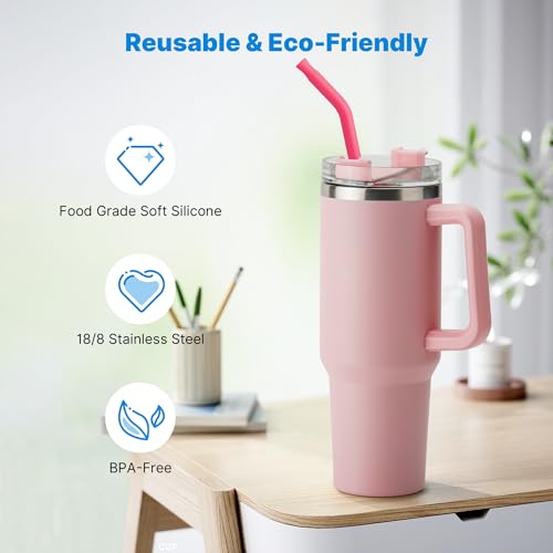2 Pcs Stainless Steel Straws for 40 oz Stanley Tumbler