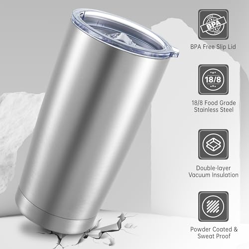 20 oz Tumblers Bulk Stainless Steel Tumbler with Lid (6 Count)