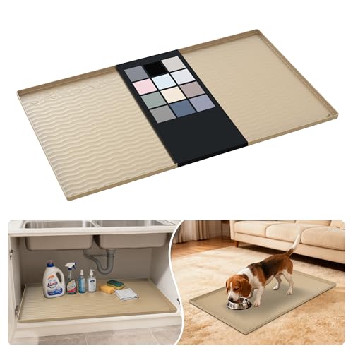 Waterproof Silicone Under Sink Mat 37'' x 22'' Shelf Liner for Kitchen and Bathroom