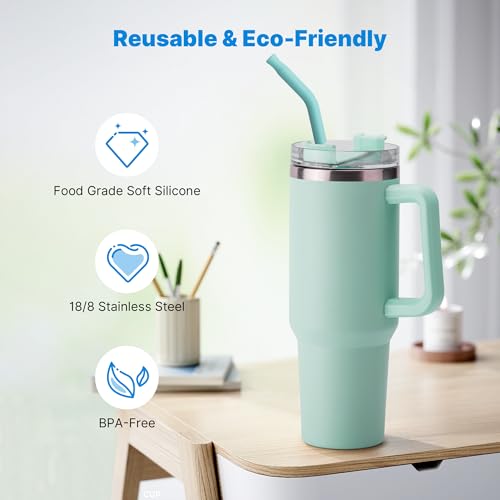 2 Pcs Stainless Steel Straws for 40 oz Stanley Tumbler