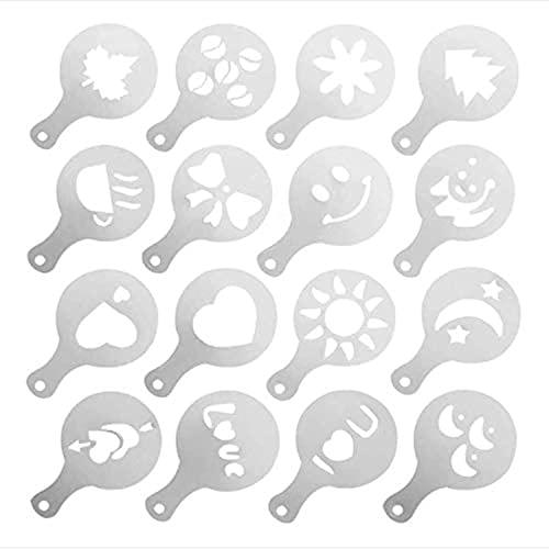 16 Pcs Foam Latte Art Stencils for Latte Cappuccino Coffee Decorating Tools (16 Count)