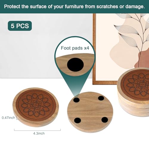 5 Pack Wood Coasters for Drinks