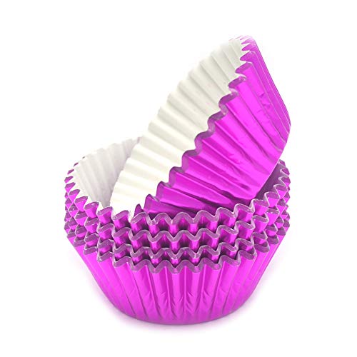 Standard Hot Pink Foil Cupcake Liners Muffin Baking Cups for Party and More (100 Count)