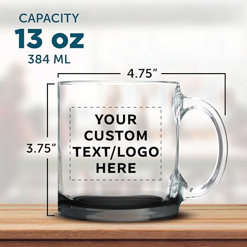 Custom Clear Glass Coffee Mugs 13 oz. Set of 10 (100 Count)