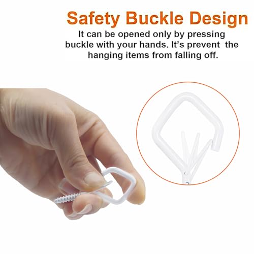 20PCS Eye Screw Hooks for Hanging Heavy Duty with Safety Buckle.Metal Ceiling Hooks for Hanging Plants