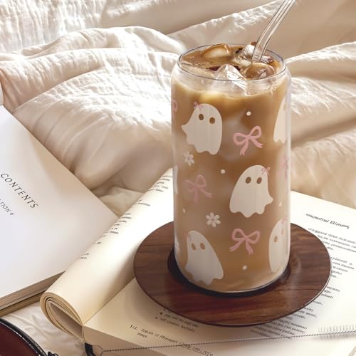 Halloween 16oz Can Glass Tumbler with Acrylic Lid & Straw