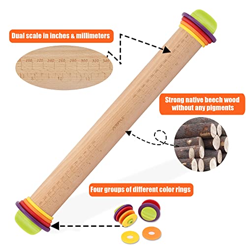 Rolling Pin with Thickness Rings (2 Count)
