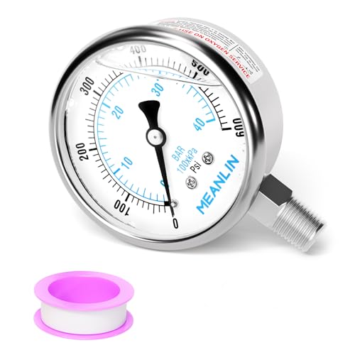 0~600Psi Liquid Filled Pressure Gauge Stainless Steel with 316 Stainless Steel Joint 1