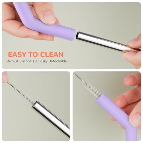 6PCS Stainless Steel Straws with Silicone Tip Fit for Stanley Cup (6 Count)