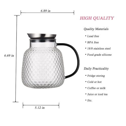 40 ounces “Pineapple Series” Glass Pitcher with Stainless Steel Lid