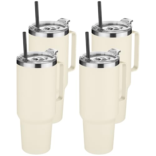 40 oz Stainless Steel Tumbler with Handle (4 Count)