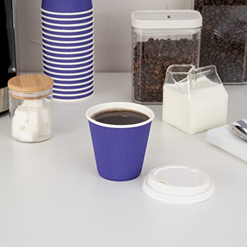 Ripple Wall Coffee Cups 25 Count 8 Ounce Insulated Royal Purple Paper Cups