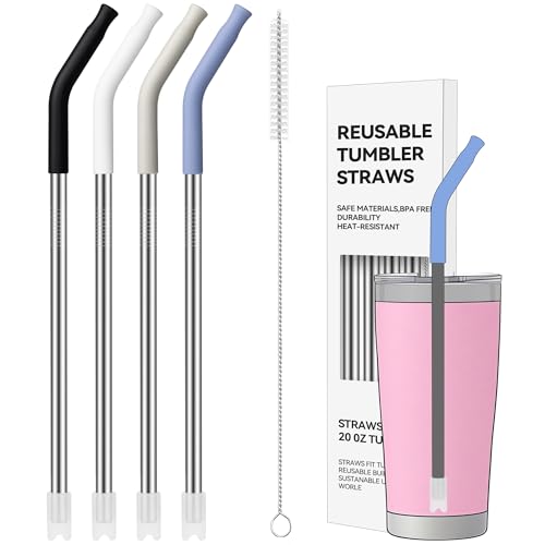 20 oz Straight Metal Straws with Silicone Tip for 20 oz Tumbler