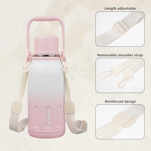 Stainless Steel Insulated Bottle with Handle & Strap