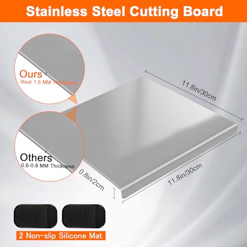 Stainless Steel Counter Cutting Board for Kitchen (2 Count)