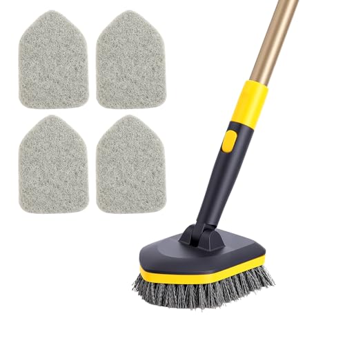 Tub Tile Scrubber Brush 2 in 1 Cleaning Brush 4*Scouring Pads 58.2"