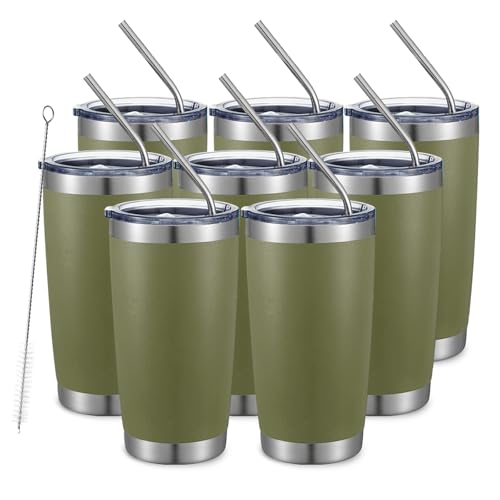 20oz Tumbler 8 Pack Double Wall Vacuum Insulated Travel Mug (8 Count)
