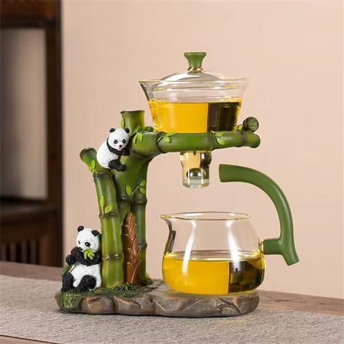 Lazy Kungfu Glass Tea Set Semi Automatic Drip Rotating with Infuser Glass Teapot
