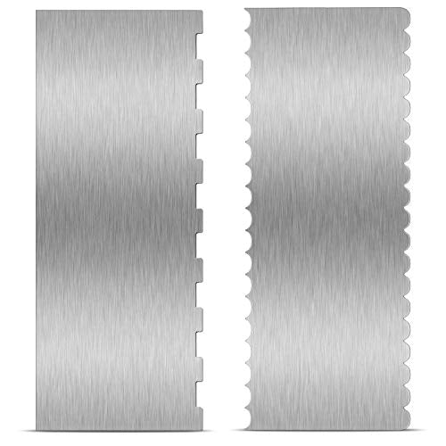 2 Pcs 9 in Double Sided Comb Stainless Steel Cake Scraper Smoother (2 Count)
