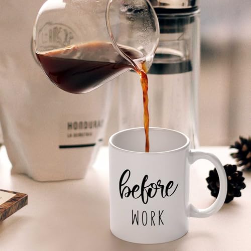 Before Work After Work Gift Set 11oz Coffee Mug 17oz Stemless Wine Glass 2oz Shot Glass Set for Boss Coworker Manger Leader Employee