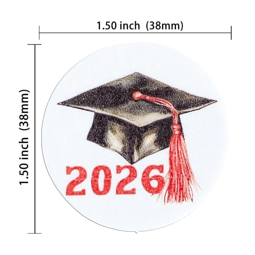 48Pcs Edible 2026 Graduation Cap Cupcake Toppers Wafer Paper Class of 2026 Grad Cap Cupcake Picks for 2026 Graduation Theme Party Cake Decorations Supplies Red (48 Count)
