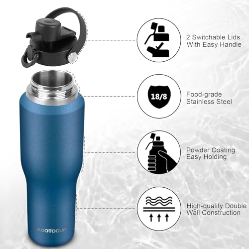 Insulated Water Bottle 40oz with Straw