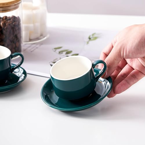 2.5 Ounce Stackable Espresso Cups with Saucers and Metal Stand (4 Count)