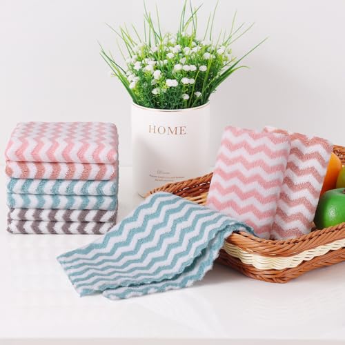 12 Pack Wave Coral Velvet Dish Cloths (12 Count)