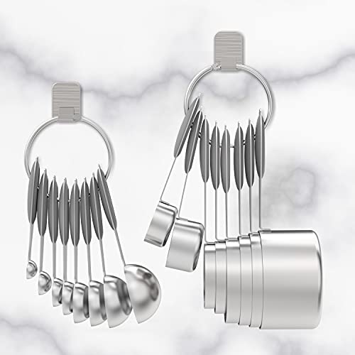 Stainless Measuring Cups and Spoons Set with Silicone Handle