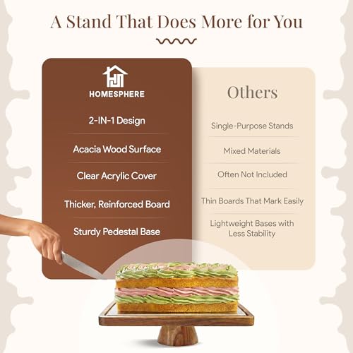 Acacia Wood Cake Stand with Lid