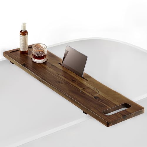39"L Wooden Bathtub Tray with Adjustable Legs and Essentials Holders