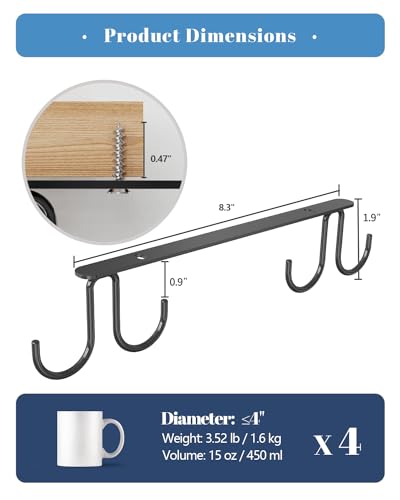 Mug Hooks Under Cabinet 3 Pack (3 Count)