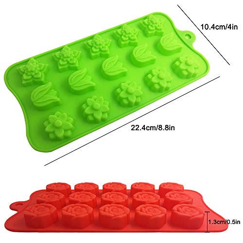 4 PACK Flower Shape Chocolate Candy Molds Set