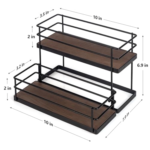 6 Bottle Capacity Coffee Syrup Organizer 2 Tier Coffee Syrup Stand Shelf for Coffee Bar Kitchen Small Wine Rack for Bar Family Storage for Syrup Wine Dressing (13.6 inch(es))