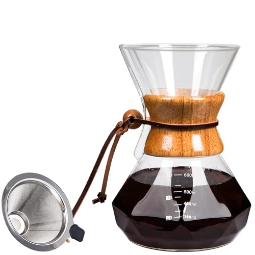 Pour Over Coffee Maker with Reusable Stainless Steel Drip Filter