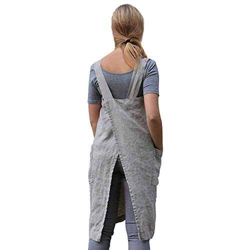 Women’s Pinafore Square Apron Baking Cooking Gardening Works Cross Back Cotton
