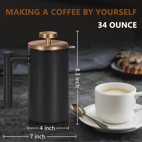 Black Stainless Steel French Press Coffee Maker