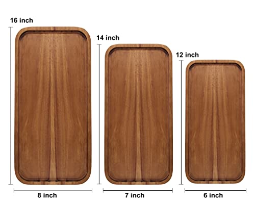 Rectangle Wooden Platter Acacia Wood Serving Tray for Kitchen Counter Decor