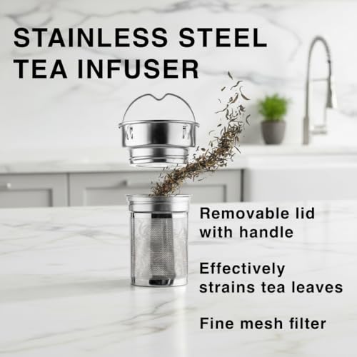Glass Water Bottle with Stainless Steel Tea Infuser 32oz