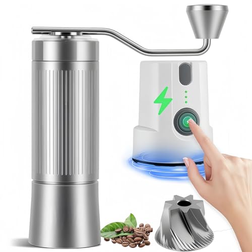 2-in-1 Portable Electric & Manual Coffee Grinder, Silver