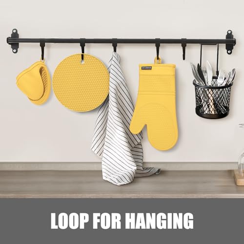 Silicone Oven Mitts and Pot Holders Sets
