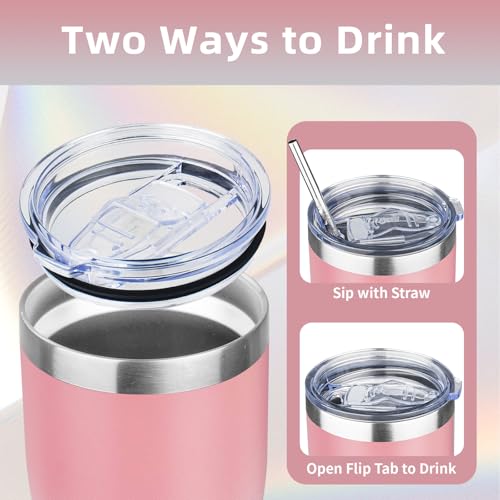 20oz Insulated Tumbler with Lid Straw Travel Coffee Mug