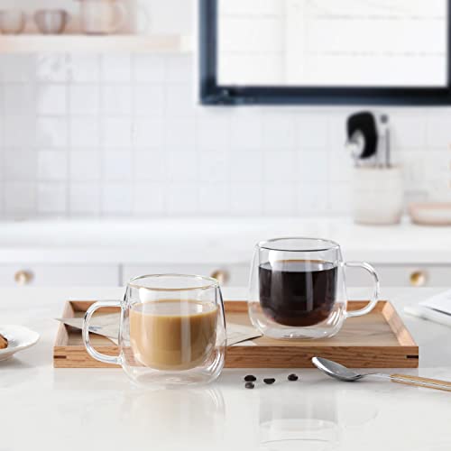 10oz Double Walled Glass Coffee Mugs (4 Count)