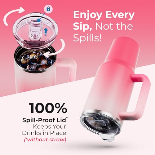40 oz Tumbler With Handle and Straw Made of Stainless Steel