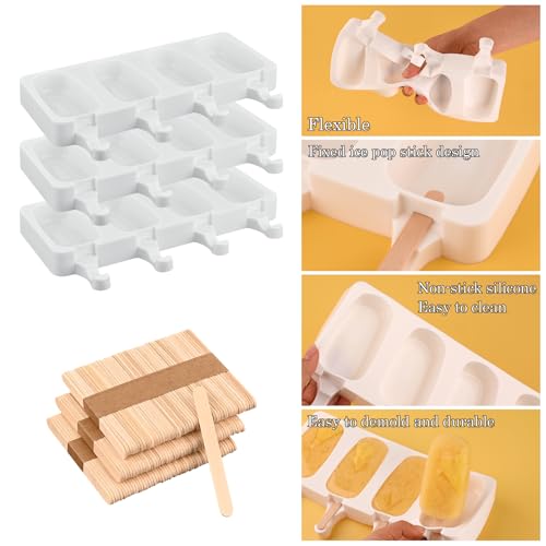 Large Oval 4 Cavities Silicone Popsicle Molds (153 Count)