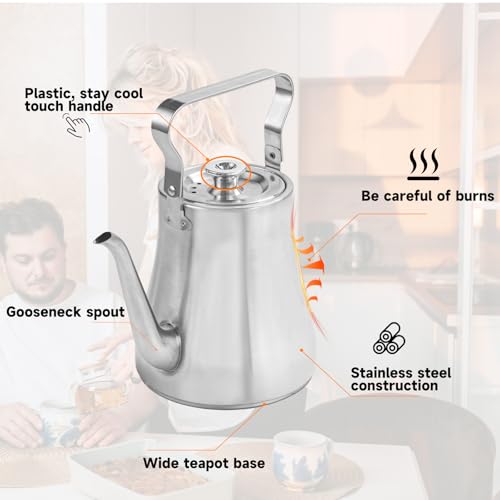 68OZ 2000ML Stainless Steel Teapot with Removable Infuser