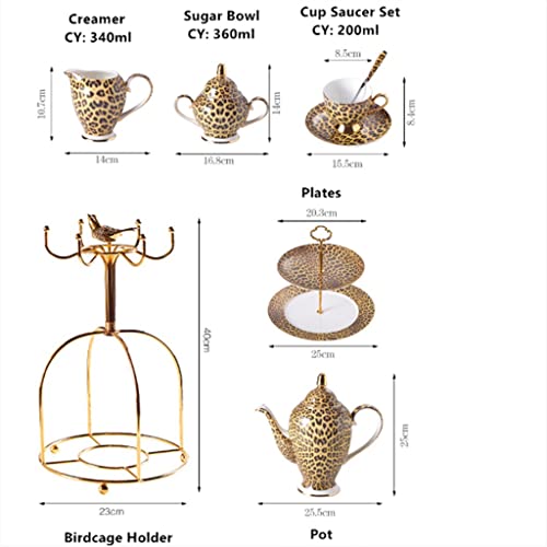 Leopard Print Bone China Coffee Set Porcelain Tea Pot Cup Ceramic Mug Sugar Bowl